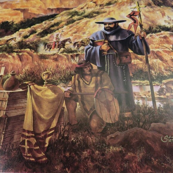 Stephan Kramar History Art Print Monk, Cowboys, Indians - Picture 6 of 8